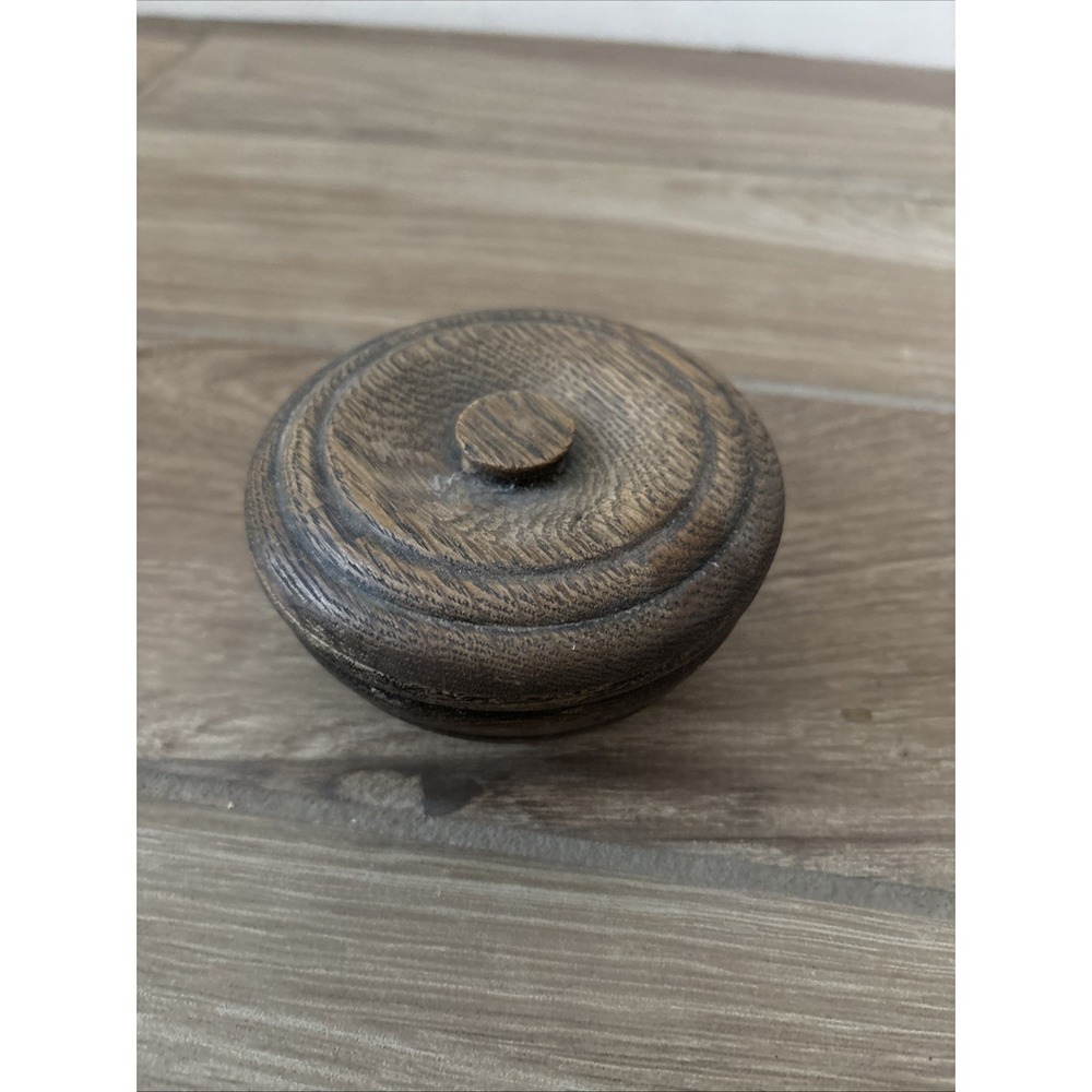 Vintage Antique Wooden Shaving bowl with lid 4"